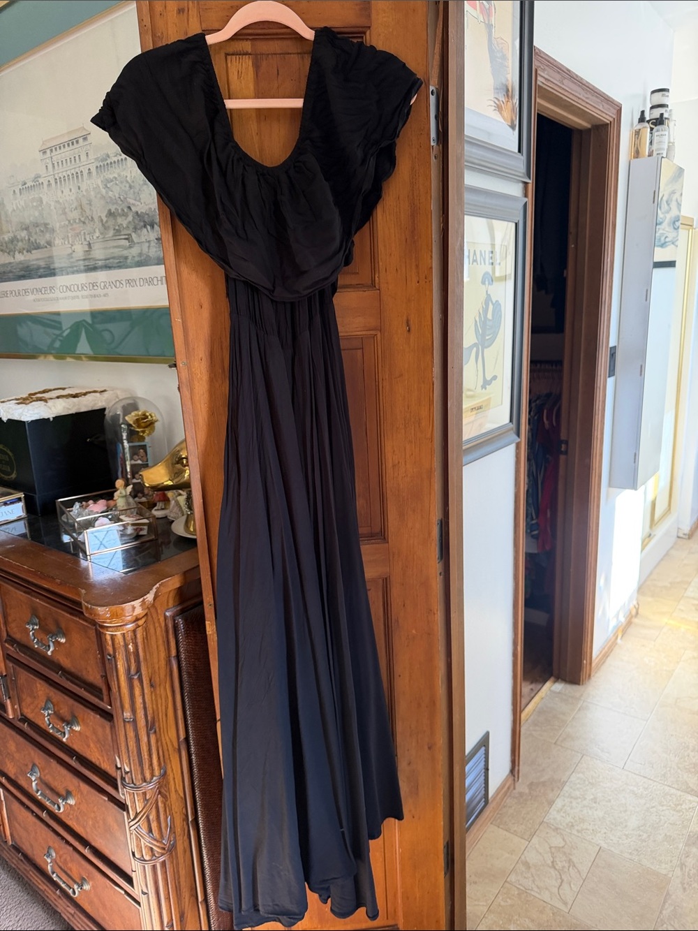 Meghan LA Black Ruffled Maxi Dress